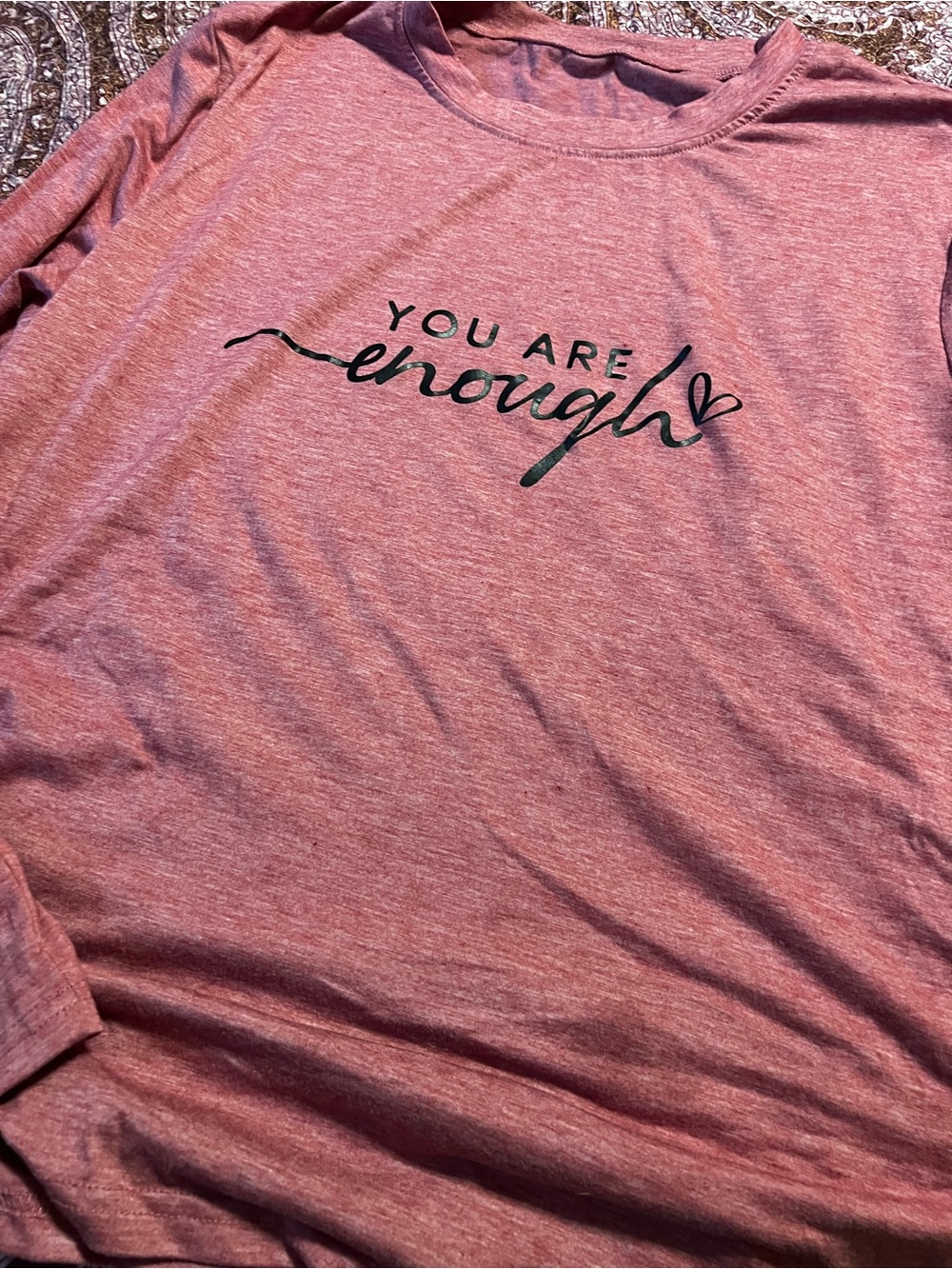 Pink Relaxed Long Sleeve Tee - "You Are Enough" Graphic